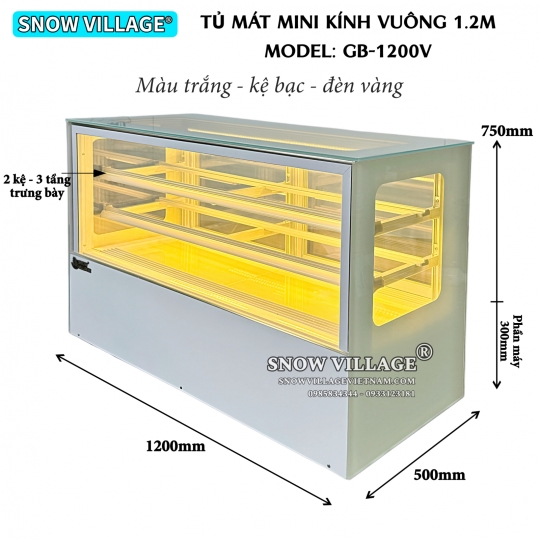 Tủ mát để bàn kính vuông 1.2m GB-1200V