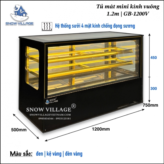 Tủ mát để bàn kính vuông 1.2m GB-1200V