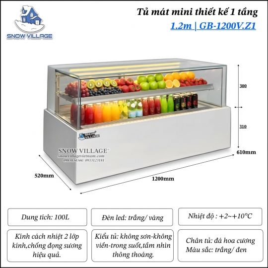 Tủ mát mini 1 tầng 1.2m GB-1200V.Z1 Snow Village