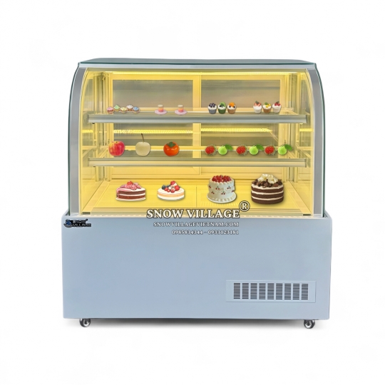 Tủ bánh kem kính cong 1.2m 3 tầng