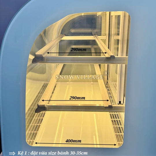 Tủ bánh kem kính cong 1.2m 3 tầng