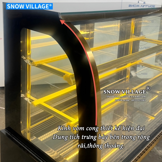 Tủ bánh kem kính cong 1.2m 3 tầng