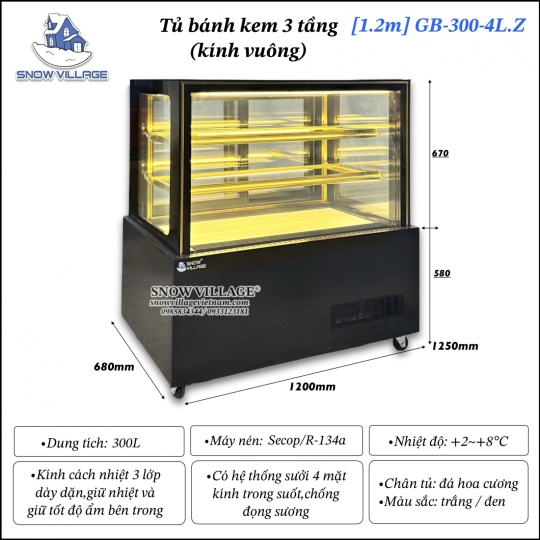 Tủ bánh 3 tầng 1.2m GB-300-4L.Z
