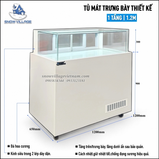 Tủ bánh kem thiết kế 1 tầng 1.2m GB-300-4L.Z1