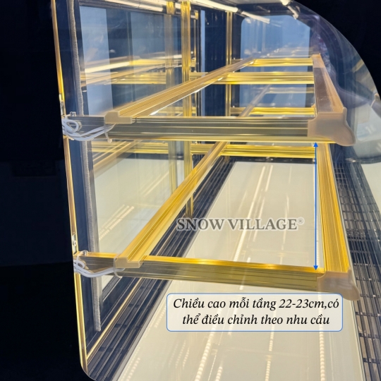 Tủ bánh kem kính cong 1.8m 3 tầng