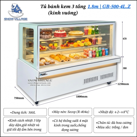 Tủ bánh 3 tầng 1.8m GB-500-4L.Z