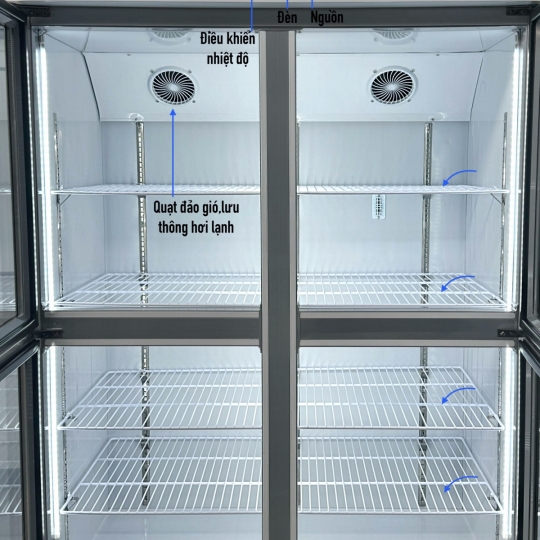 Tủ mát inox 4 cửa kính LC-1200CF4