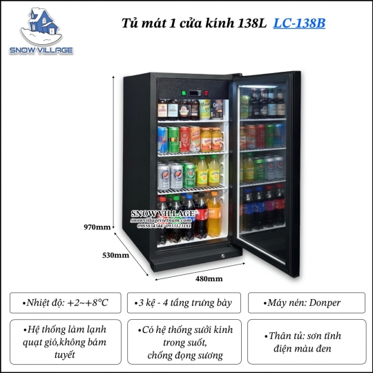 Tủ mát 1 cửa kính 138L LC-138B