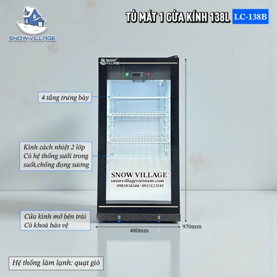 Tủ mát 1 cửa kính 138L LC-138B