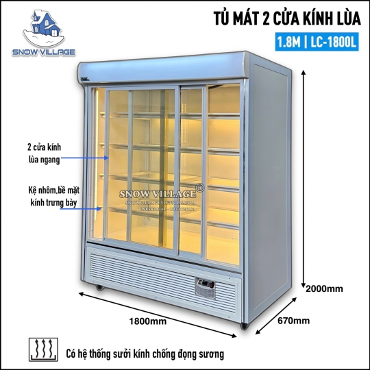 Tủ mát trưng bày cửa lùa LC-1800L