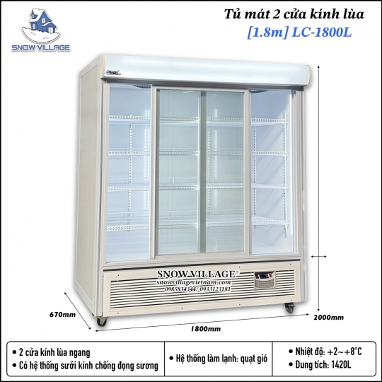 Tủ mát trưng bày cửa lùa LC-1800L