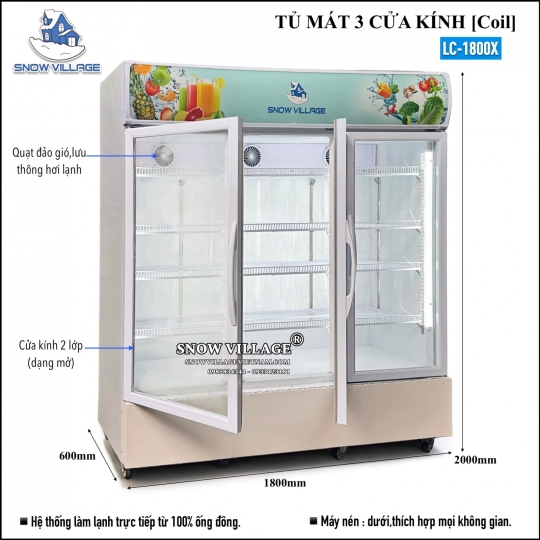 Tủ mát 3 cửa kính LC-1800X