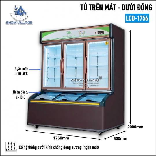 Tủ trưng bày trên mát-dưới đông cao cấp LCD-1756