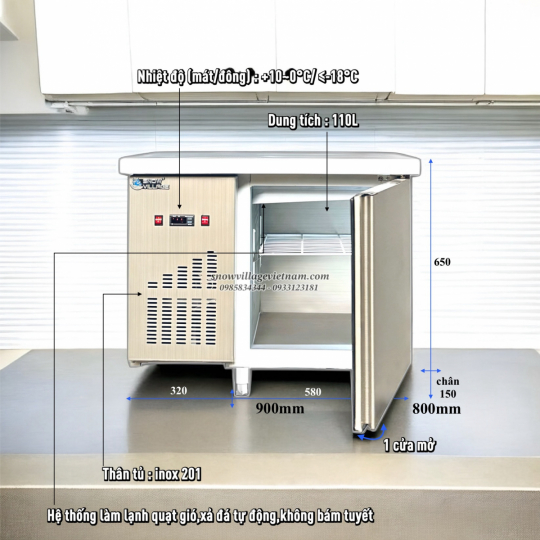 Bàn đông mát quạt lạnh 90cm PLO.15L2D