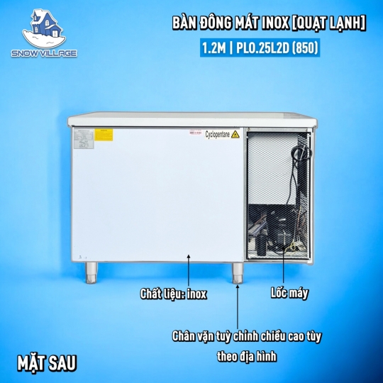 Bàn đông mát inox 1.2m cao cấp PLO.25L2D 850