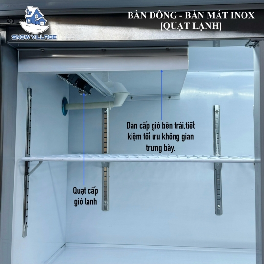 Bàn mát 2 cửa kính 1.2m Quạt lạnh PLO.18L2Q