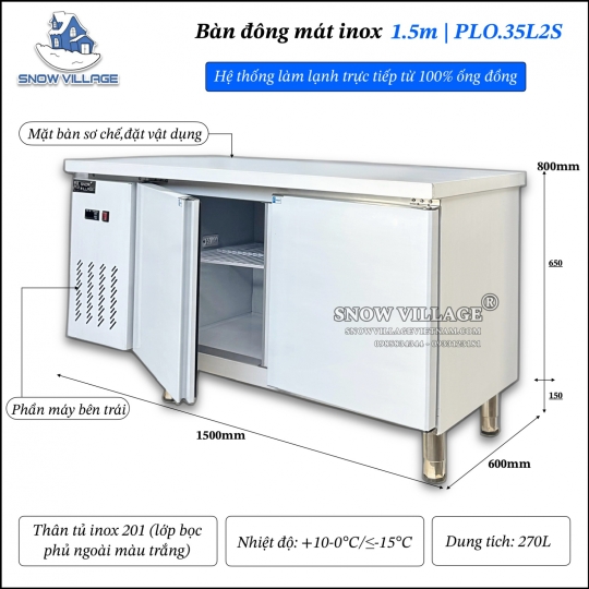 Bàn đông 1.5m 2 chế độ PLO.35L2S