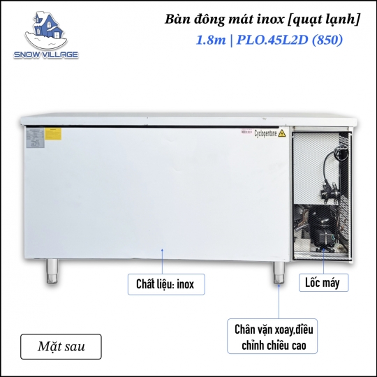 Bàn đông mát inox 1.8m cao cấp PLO.45L2D 850