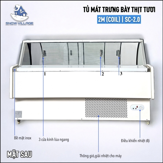 Tủ mát trưng bày thịt tươi 2m (coil) SC-2.0