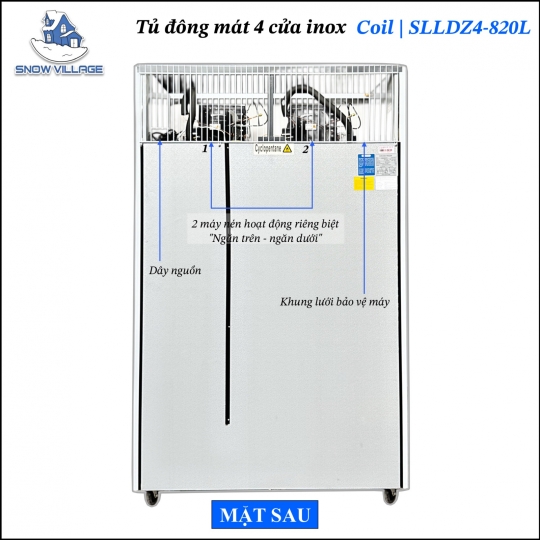 Tủ đông 4 cửa inox Coil SLLDZ4-820L