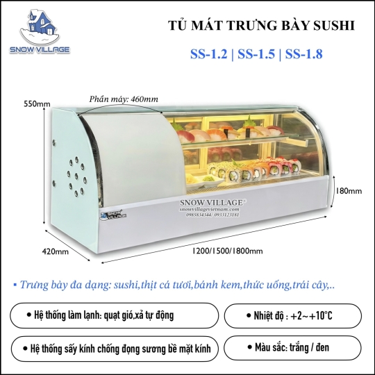 Tủ mát trưng bày sushi,bánh ngọt 1.5m SS-1.5