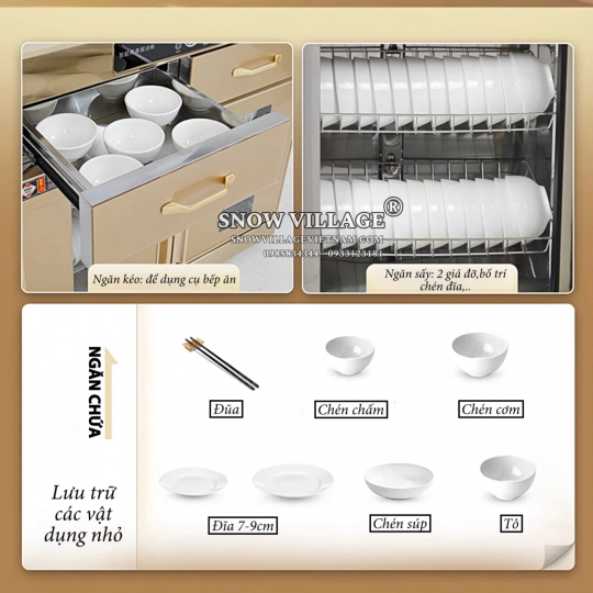 Tủ sấy chén đĩa 3 cửa kính YTP-1200