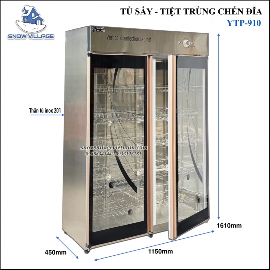 Tủ sấy-tiệt trùng chén ly 2 cửa YTP-910