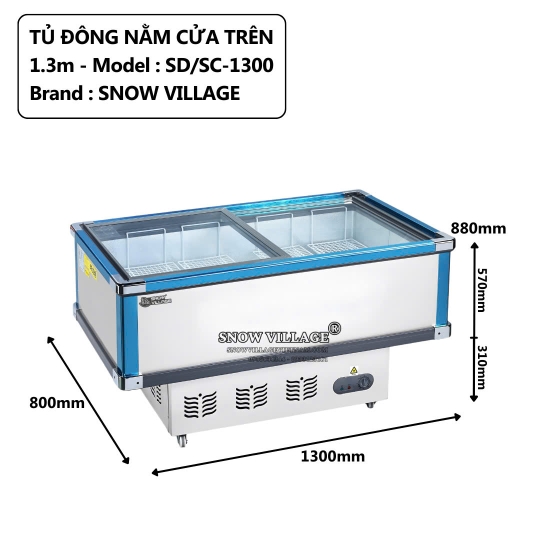 Tủ đông trưng bày cửa trên 1.3m SD/SC-1300