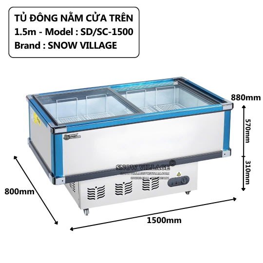 Tủ đông trưng bày cửa trên 1.5m SD/SC-1500