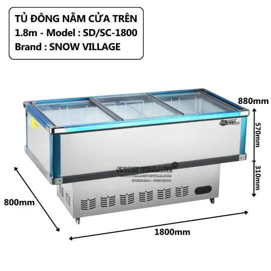 Tủ đông trưng bày cửa trên SD/SC-1800