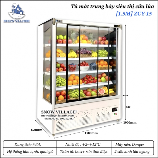 Tủ mát trưng bày trái cây siêu thị ZCY-15 Snow Village