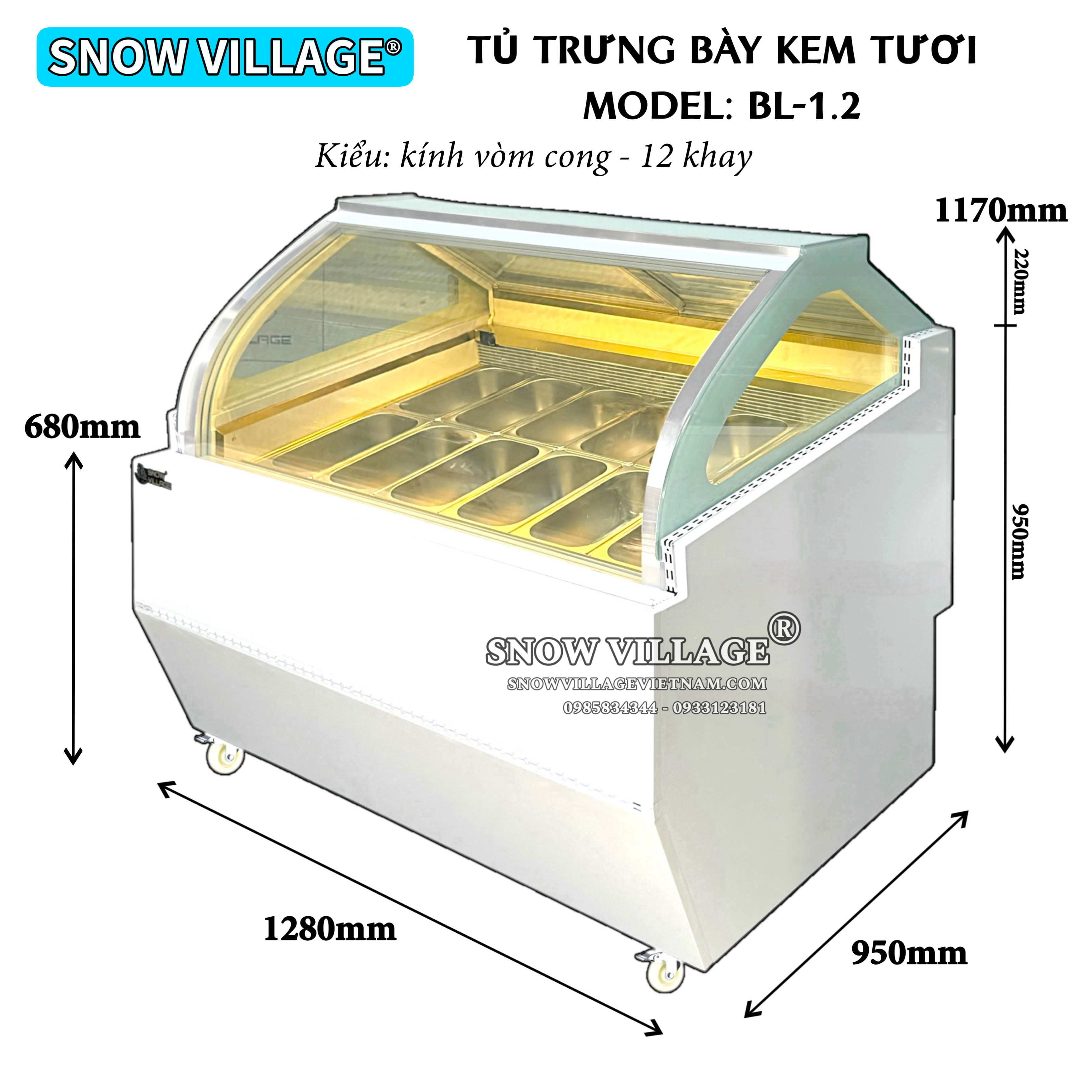  Tủ đông trưng bày kem tươi BL-1.2