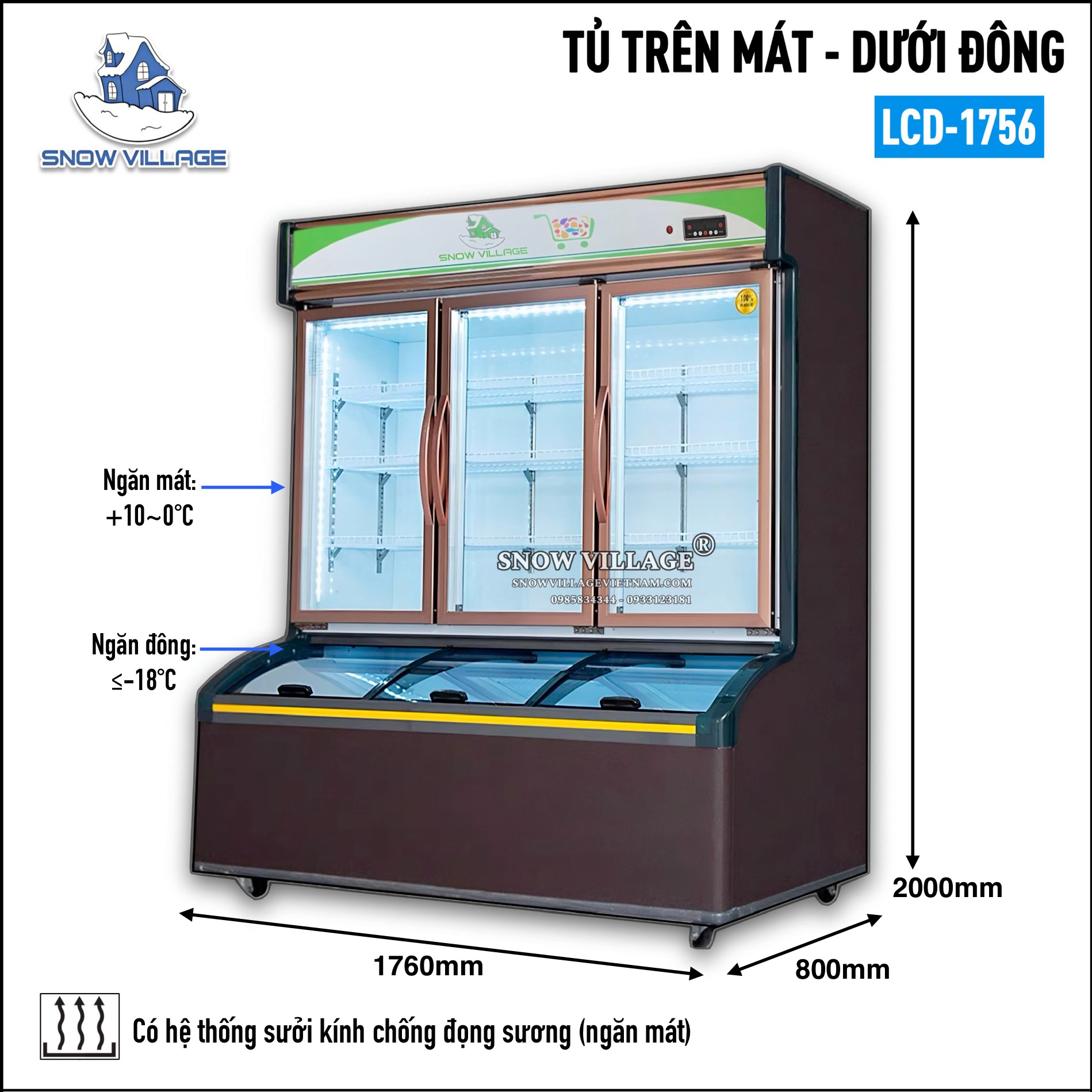 Tủ trưng bày trên mát dưới đông cao cấp LCD-1756