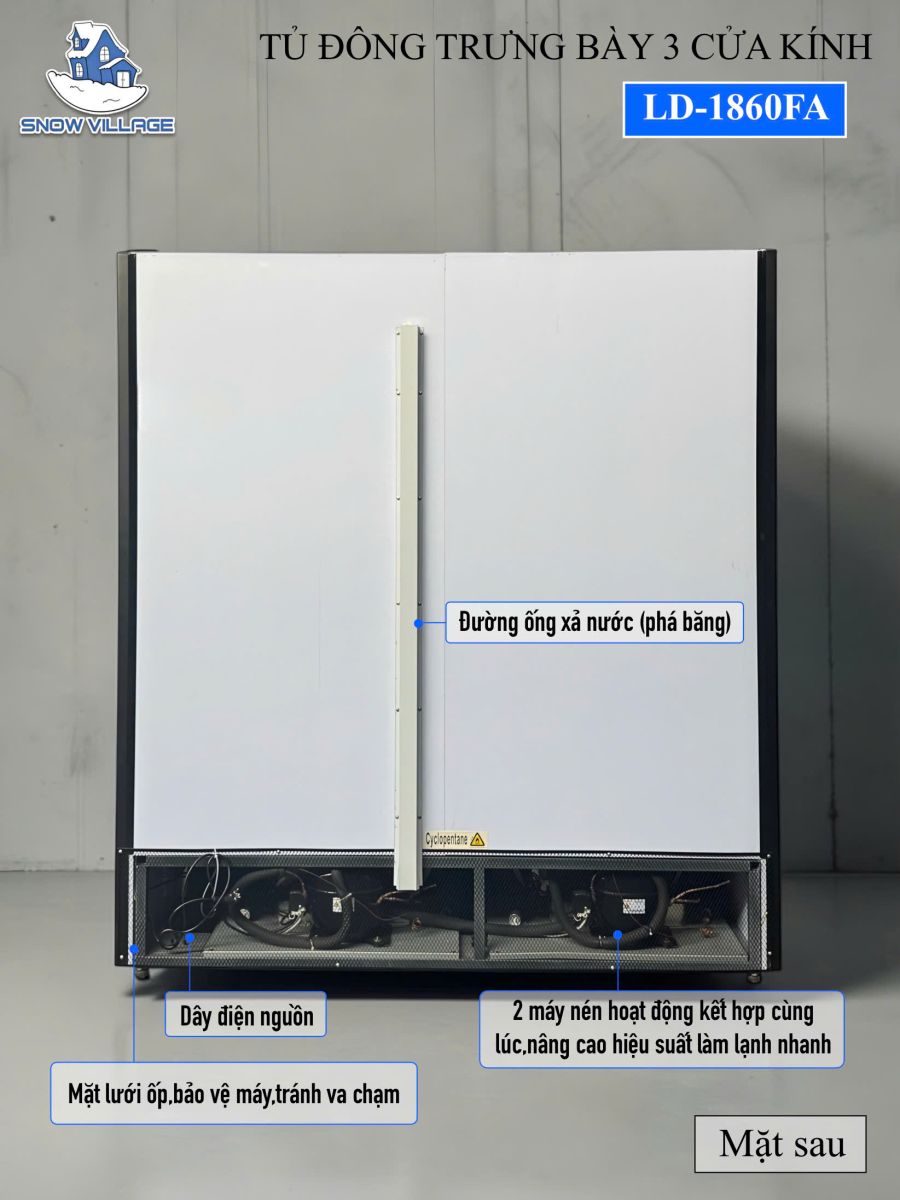 Tủ đông 3 cửa kính LD-1860FA
