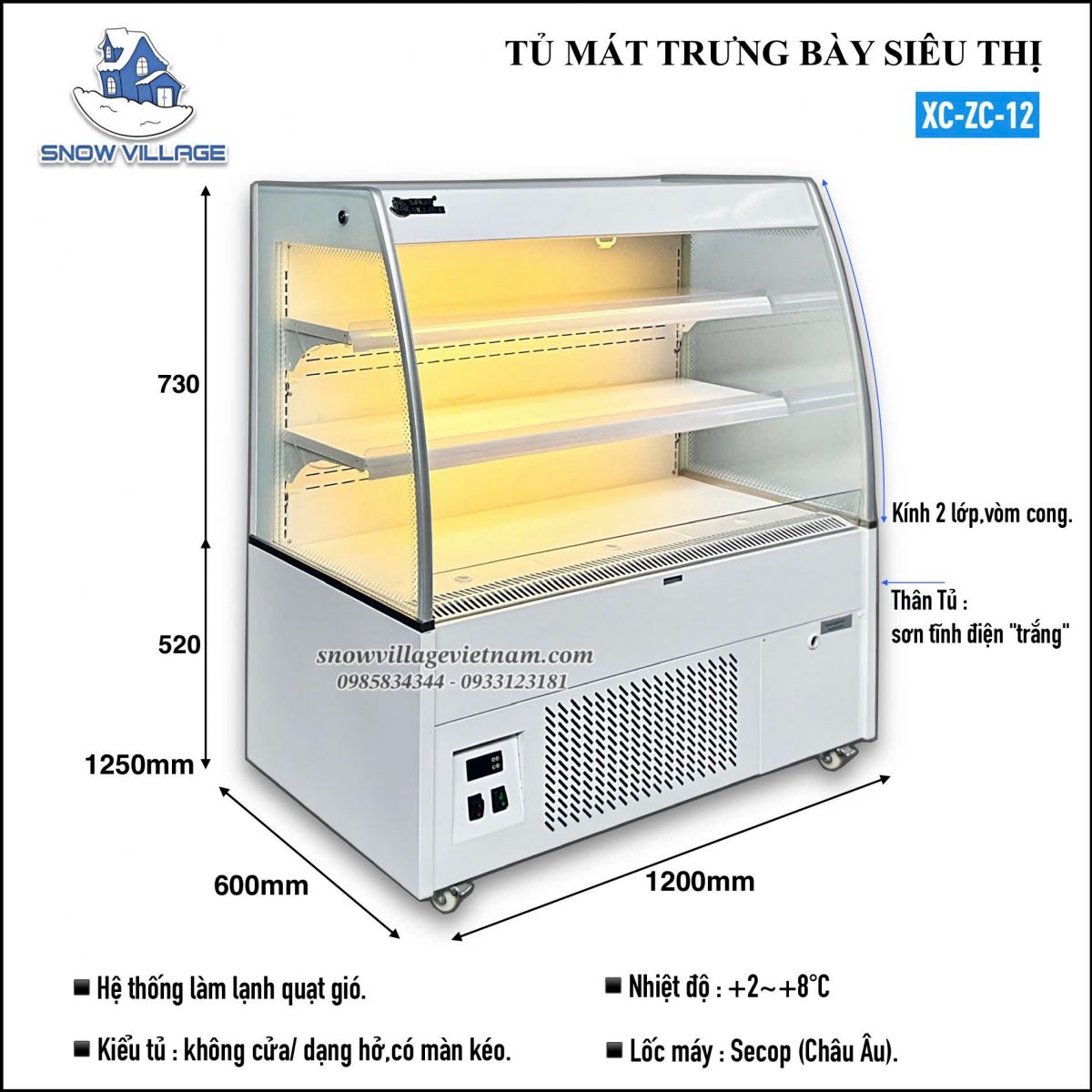 Tủ mát trưng bày siêu thị XC-ZC-1.2