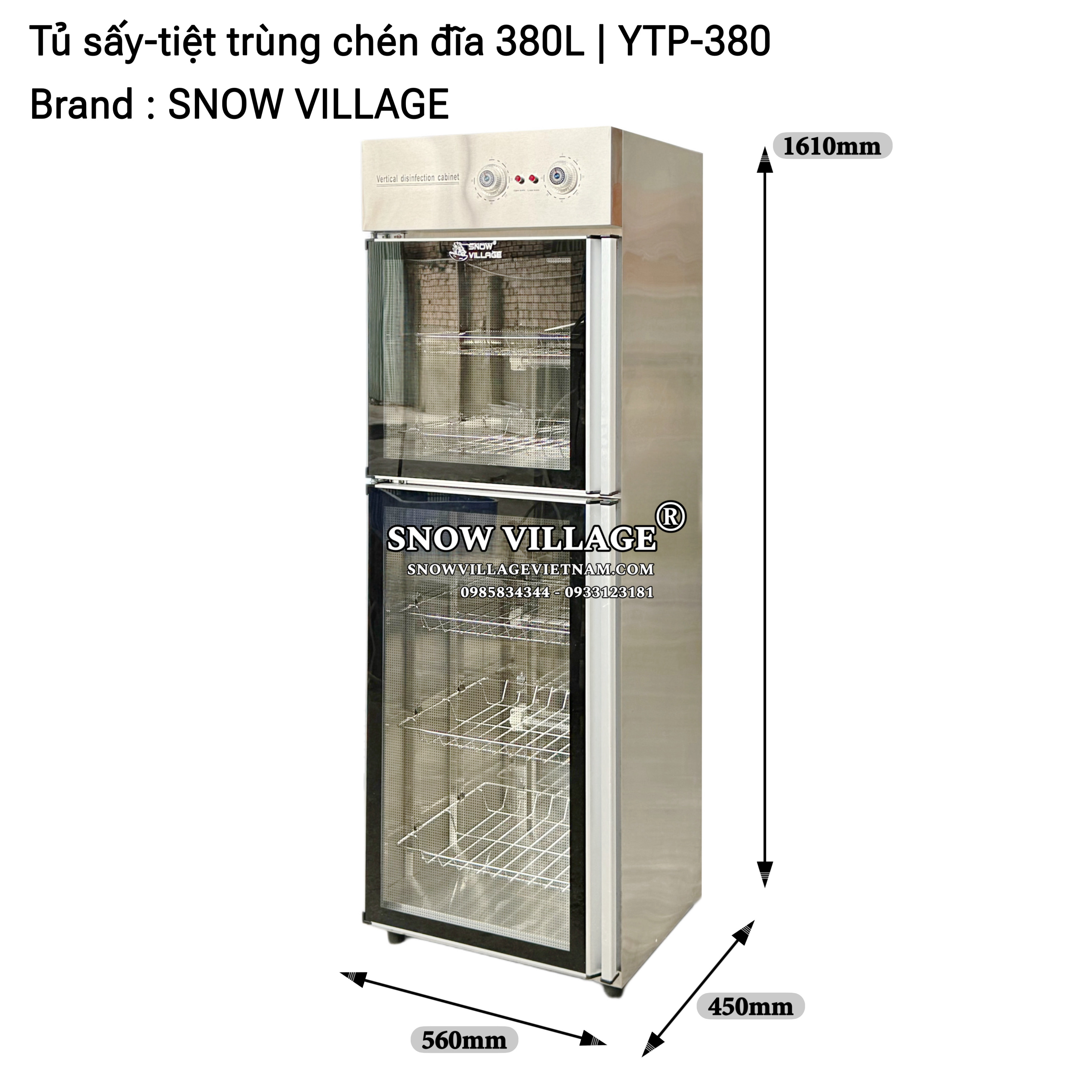 Kích Thước Tủ Sấy Chén Đĩa YTP-380B