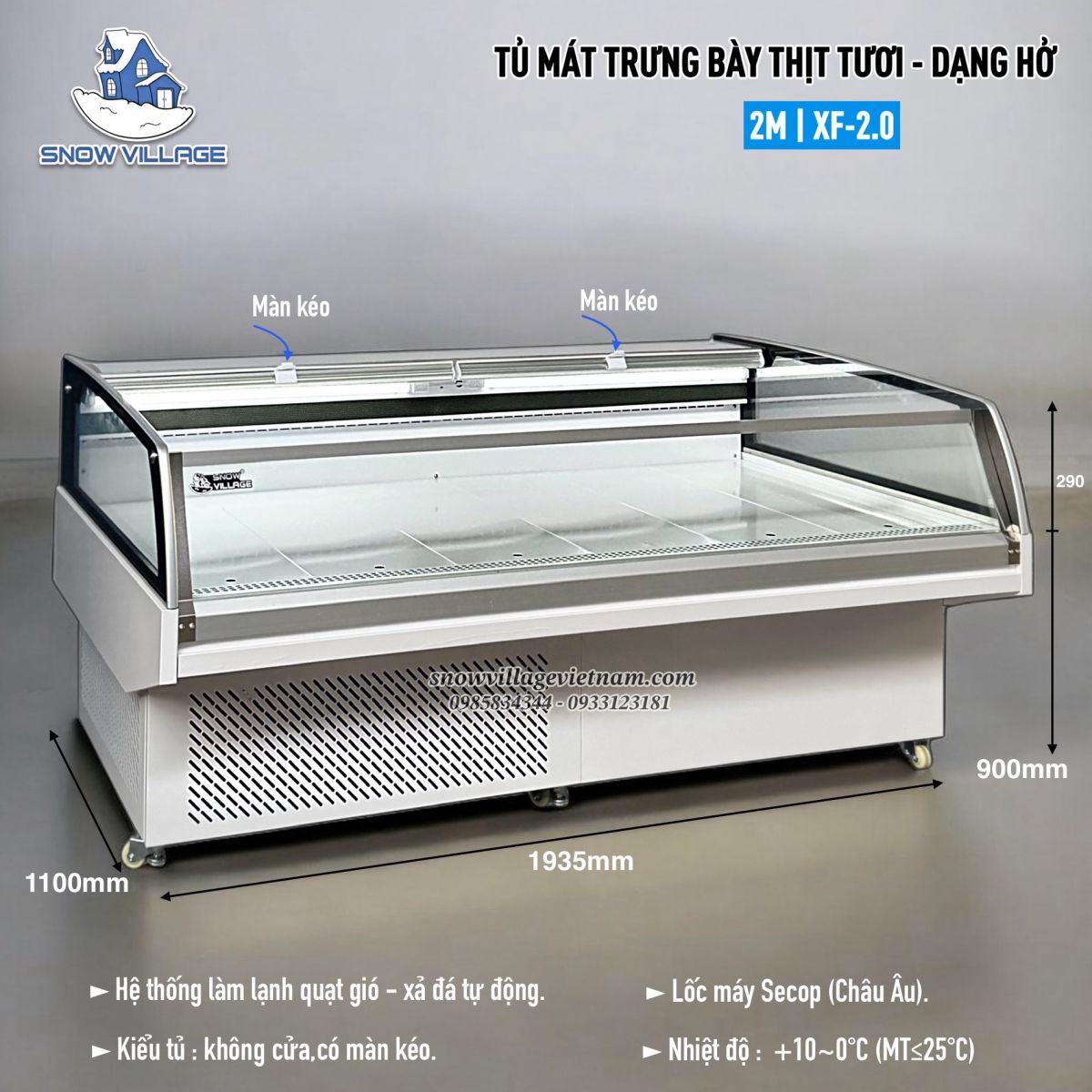 Tủ mát trưng bày thực phẩm có màn kéo XF-2.0