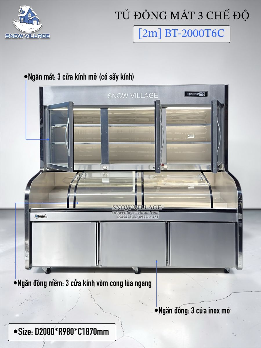 Tủ đông mát 3 chế độ lạnh BT-2000T6C