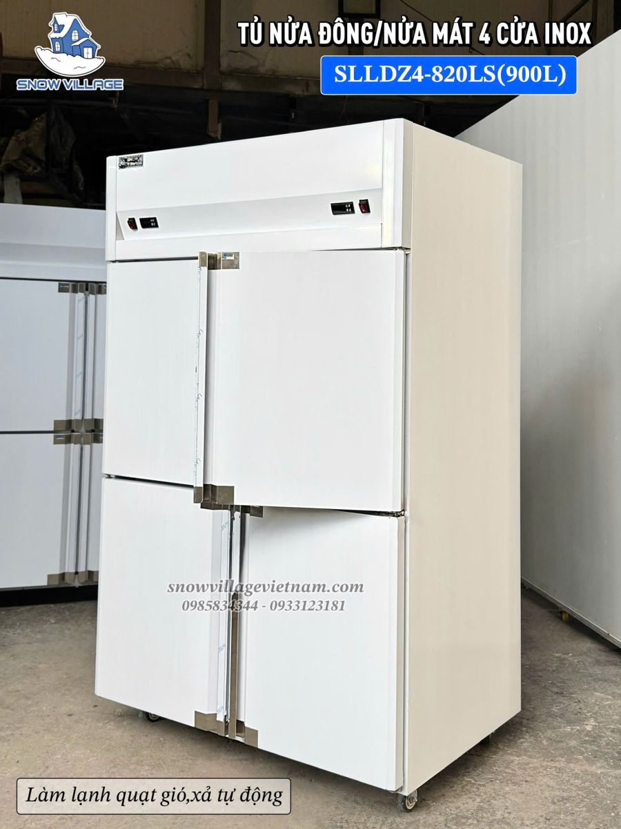 Tủ nửa đông nửa mát 4 cửa Inox SLLDZ4-820LS