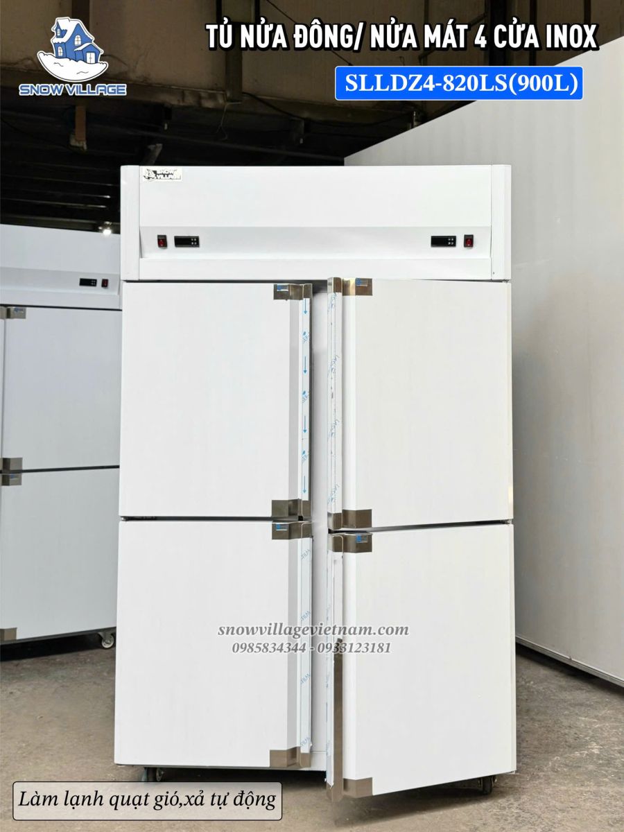 Tủ nửa đông nửa mát 4 cửa Inox SLLDZ4-820LS