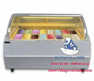 Tủ trưng bày kem kính cong 16 khay BL-1.6