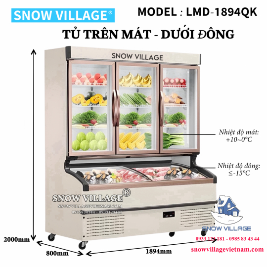 Tủ trên mát dưới đông siêu thị LMD-1894QK