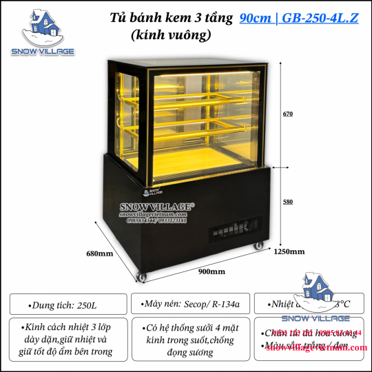 Tủ bánh 3 tầng 0.9m GB-250-4L.Z