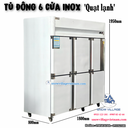 Tủ đông 6 cánh inox 304