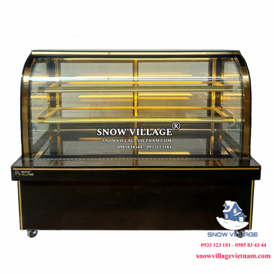 Tủ bánh kem kính cong 1.8m 3 tầng
