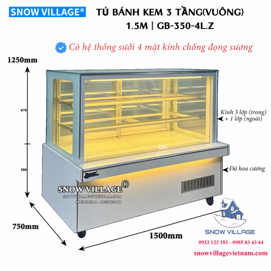Tủ bánh 3 tầng 1.5m GB-350-4L.Z