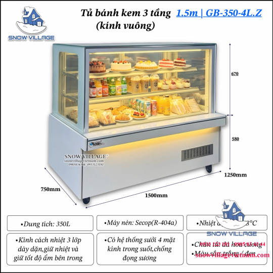 Tủ bánh 3 tầng 1.5m GB-350-4L.Z