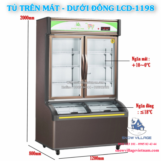 Tủ trưng bày trên mát-dưới đông cao cấp LCD-1198