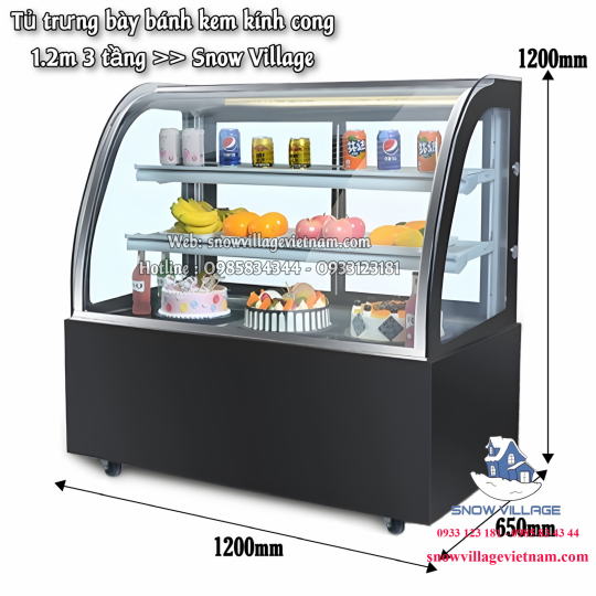 Tủ bánh kính cong 3 tầng 1.2m GB-300-4L