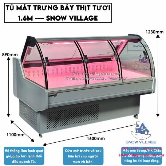 Tủ mát trưng bày-bảo quản thịt tươi 1.6m SC-1.6QL